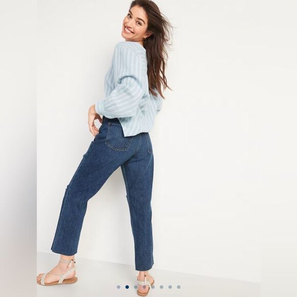 NWT Old Navy High-Waisted Button-Fly Slouchy Straight Secret-Slim Pockets Jeans - Picture 14 of 15